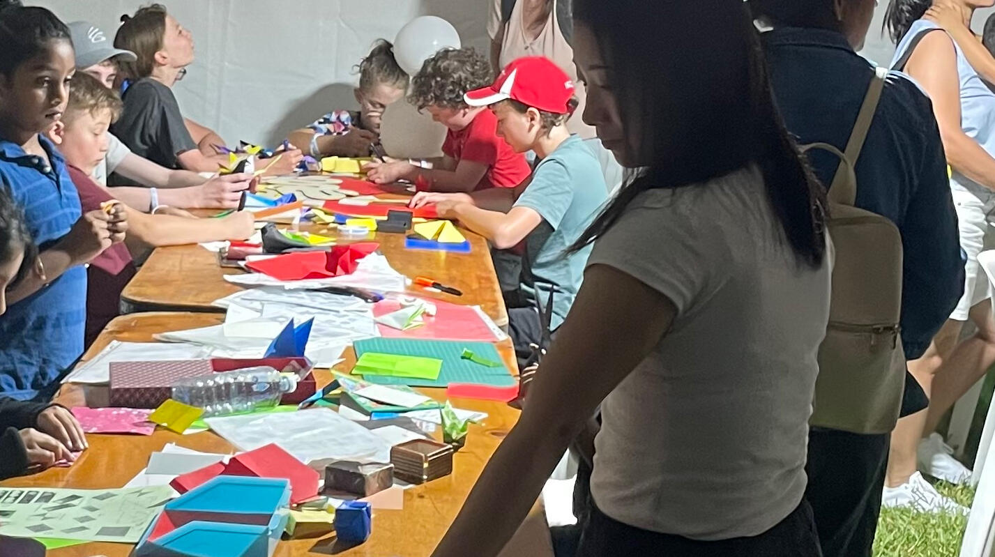 Teaching origami with Saori San at Blacktown
